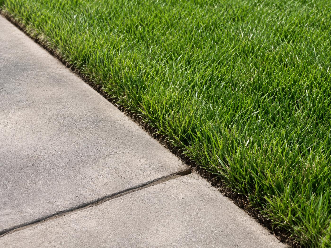 Sharp edge where a lawn meets a concrete sidewalk